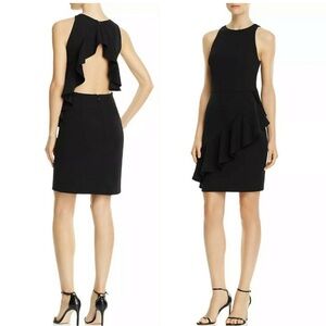 NEW Aidan Mattox Black Backless Ruffle Cocktail Party Dress LBD 2 Small Wedding